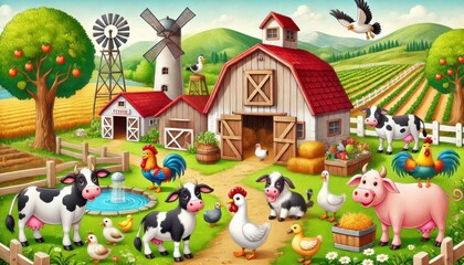 farm animals in a farm