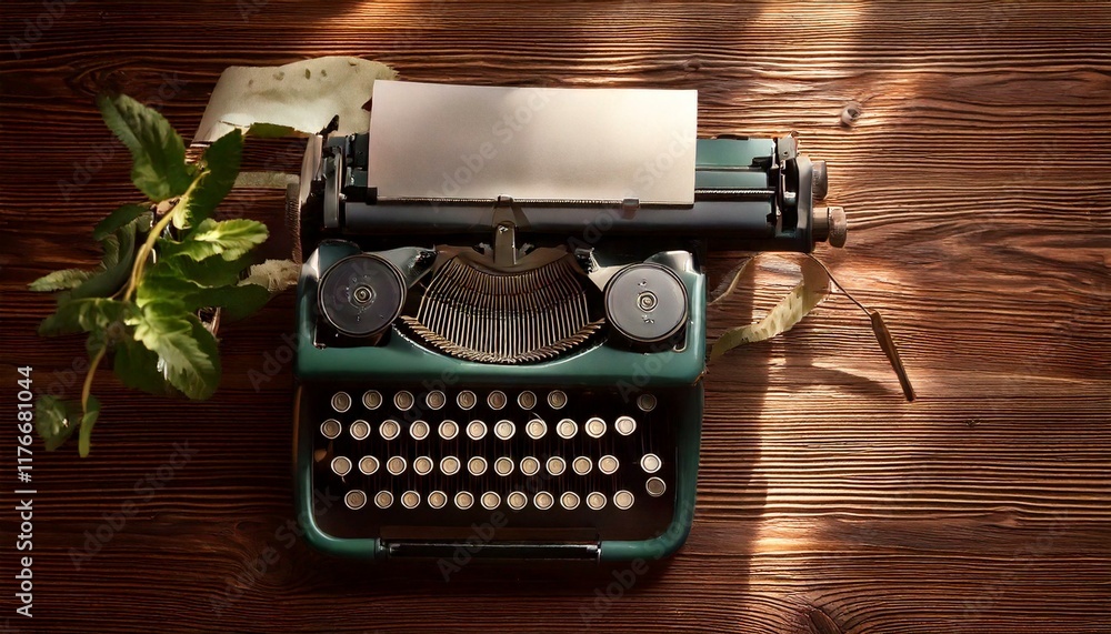 Fototapete generated image. typewriter on the old table in the old room. world typing day