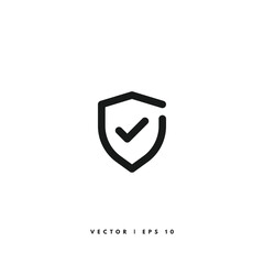 Shield Check Mark Icon. Editable Stroke