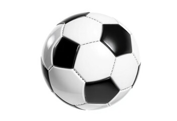 Classic black and white football floating with a soft shadow, isolated on a white background