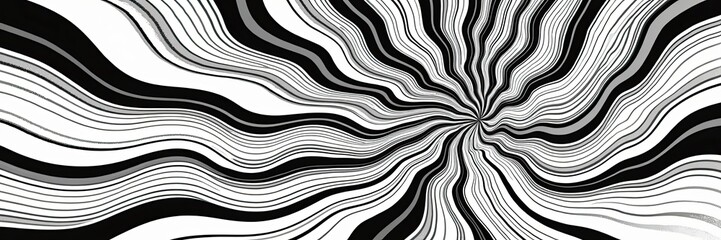 Monochromatic Abstract Lines Creating a Dynamic and Swirling Optical Illusion