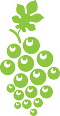Green and White Grapes Bunch Icon in Flat Style.