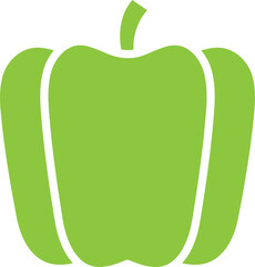 Green Capsicum Icon in Flat Style.