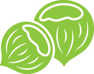 Green Hazelnut Icon in Flat Style.