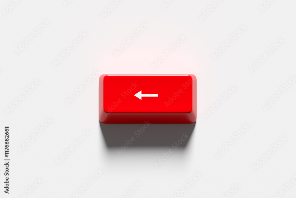 Poster red keyboard backspace key being pressed down
