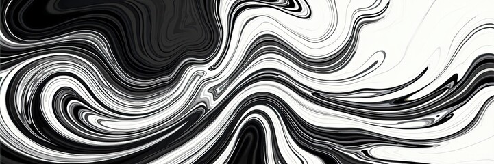 Monochrome Swirls, A Dynamic Abstract of Black and White Fluid Patterns