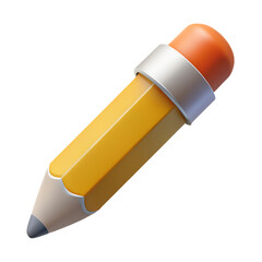 Plastic cartoon 3d icon of pencil