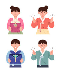 명절 한복 캐릭터 세트