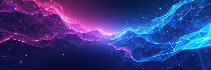 Abstract Networked Light Waves Forming Digital Landscape