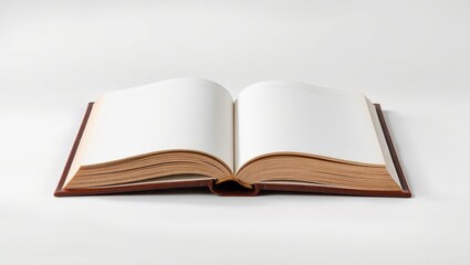 Fototapeta premium Open Book with Blank Pages on White Background
