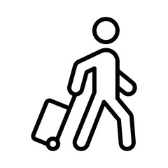 Traveler icon with suitcase in minimal vector style. Editable stroke.
