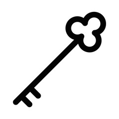 Antique key vector icon in minimalist outline design. Editable stroke.