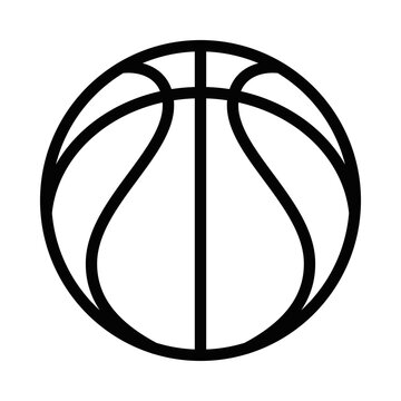 Minimalist basketball icon in black outline. Editable stroke.