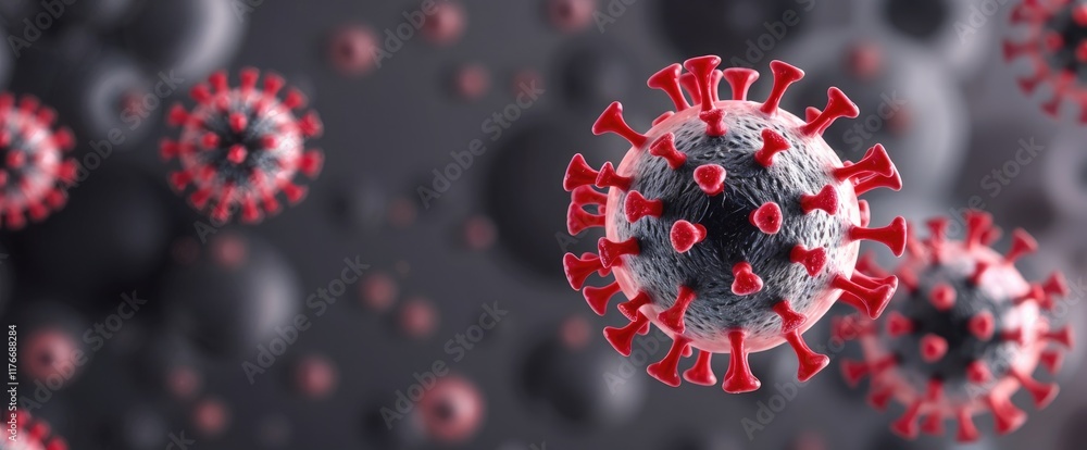 Poster microscopic view of hmpv human metapneumovirus viruses illustrating complex structure and potential 