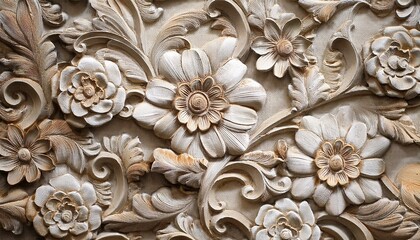 Plaster background floral pattern. Generated image