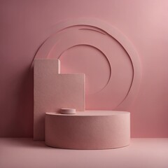 Abstract scene background. Cylinder podium on pink background.

