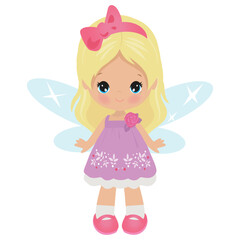 Cute little  garden fairy girl vector cartoon illustration