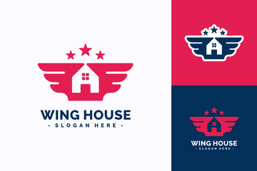 House wing logo design template. Real estate concept. Creative vector symbol.