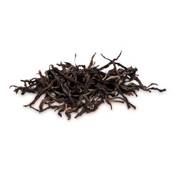 Dried tea leaves isolated on white background.