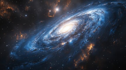 Stunning spiral galaxy with bright core and swirling arms in deep space. (1)