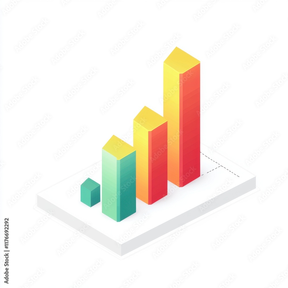 Aufkleber colorful 3d bar graph showing increasing data trends in a modern style.