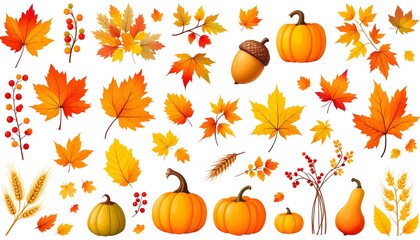 Colorful Autumn Harvest: A Beautiful Display of Seasonal Leaves and Pumpkins