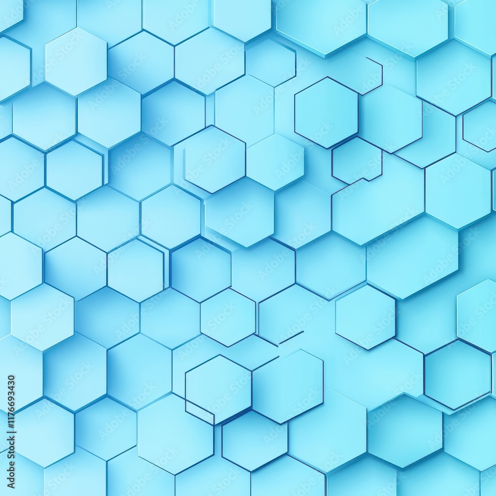 Poster abstract blue hexagonal pattern creating a modern and clean backdrop.
