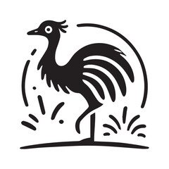 2d emu bird logo with white background