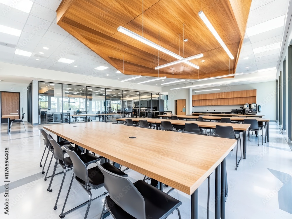 Poster collaborative learning space for cross-functional teams modern office interior design open environme