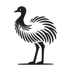 2d emu bird logo with white background