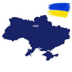 silhouette map of ukraine with flag