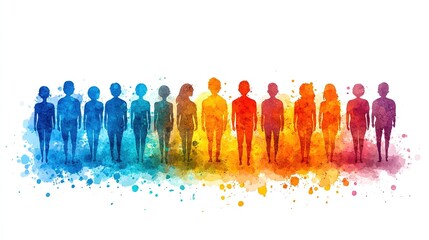 A colorful silhouette illustration of diverse people representing unity and diversity.