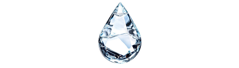 A crystal clear water droplet reflecting light beautifully. transparent background