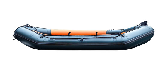 A sleek inflatable boat designed for water adventures. transparent background