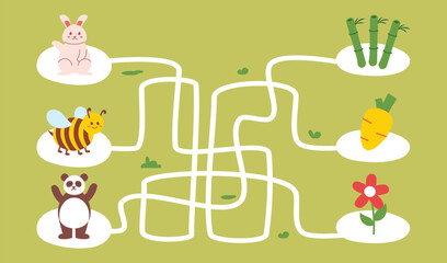 Creative Labyrinth Maze for Kids with Illustrated Elements