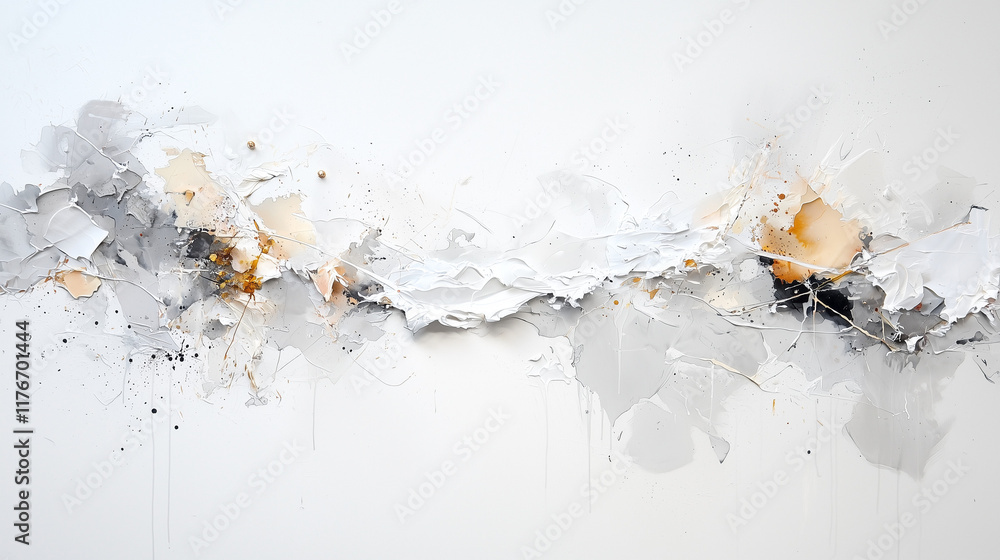 Poster abstract texture in white and gray: a captivating abstract painting features a textured landscape of