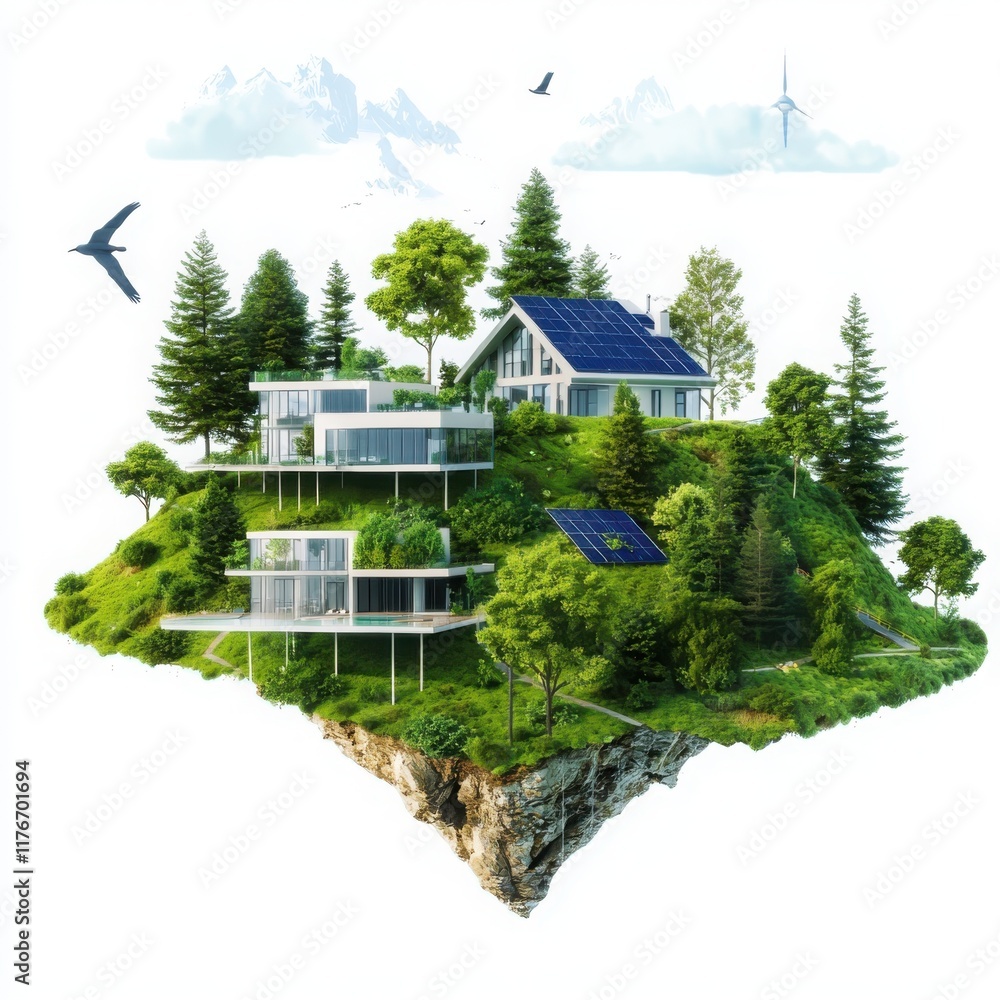 Poster innovative community development projects enhancing sustainable environments with green architecture