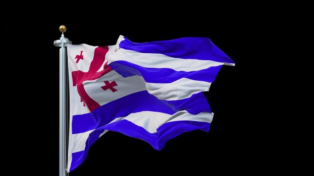 Ajaria flag waving looping with transparent background. Ready to use drag and drop immediately.