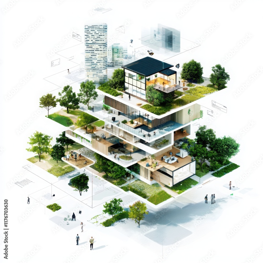 Aufkleber innovative community development projects strategy emphasizing sustainable use of spaces in urban en
