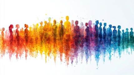 A colorful silhouette of diverse people representing unity and community.