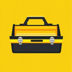 A vibrant black and yellow toolbox, perfect for DIY enthusiasts and professionals alike.