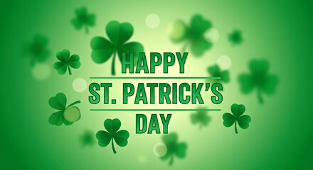 St. Patrick's Day Celebration with Green Shamrocks and Festive Atmosphere.St. Patrick's Day concept