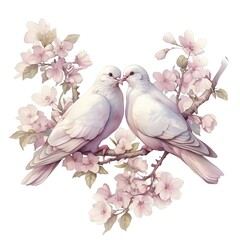 two doves with flower