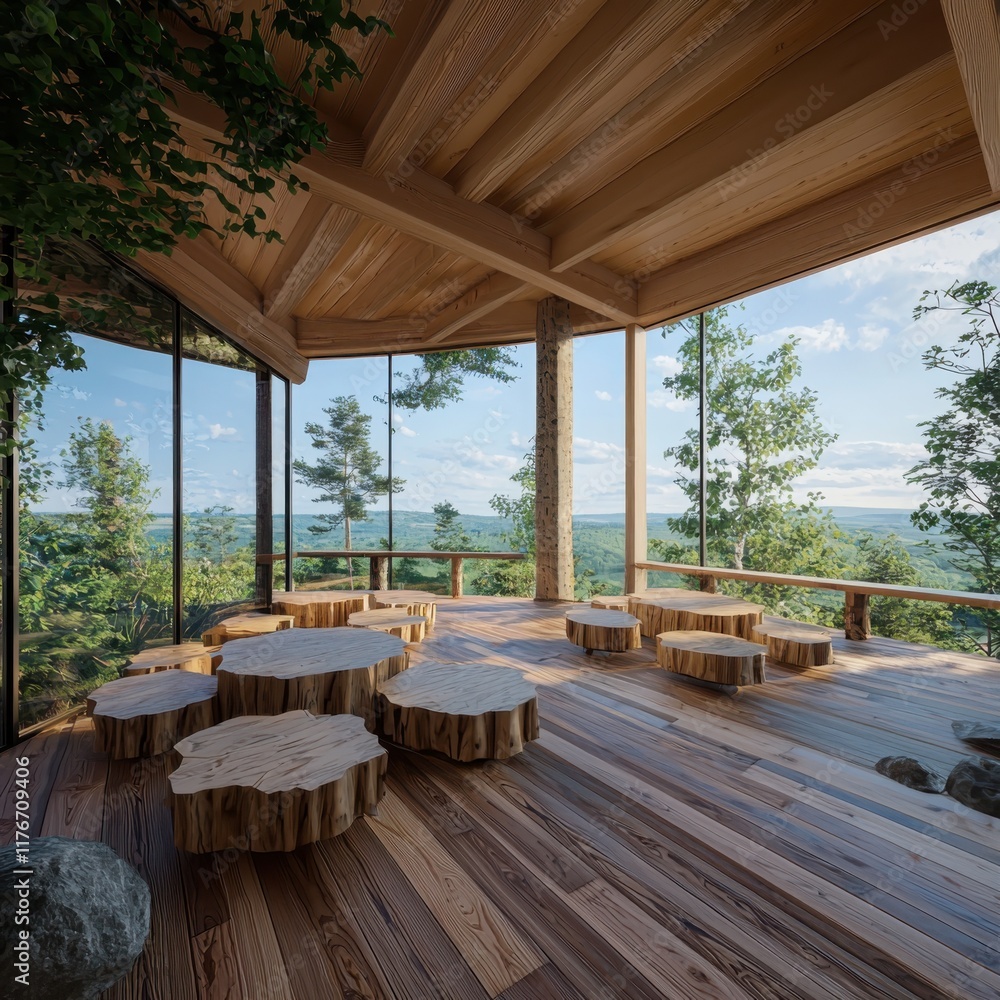 Poster collaborative learning space in a scenic off-grid location innovative design nature-inspired environ