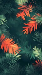 Dreamy blurred golden lights nestled in green pine branches a minimalist and festive holiday-inspired design style comic book style