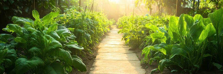 Urban community gardens thrive in sunlight, showcasing local food sustainability and green initiatives