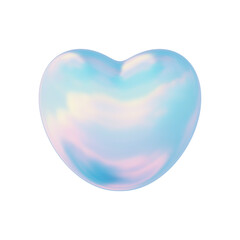 3D Holographic heart shape reflective blue pastel.
