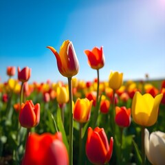 Red and yellow tulips