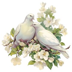 two doves with flower