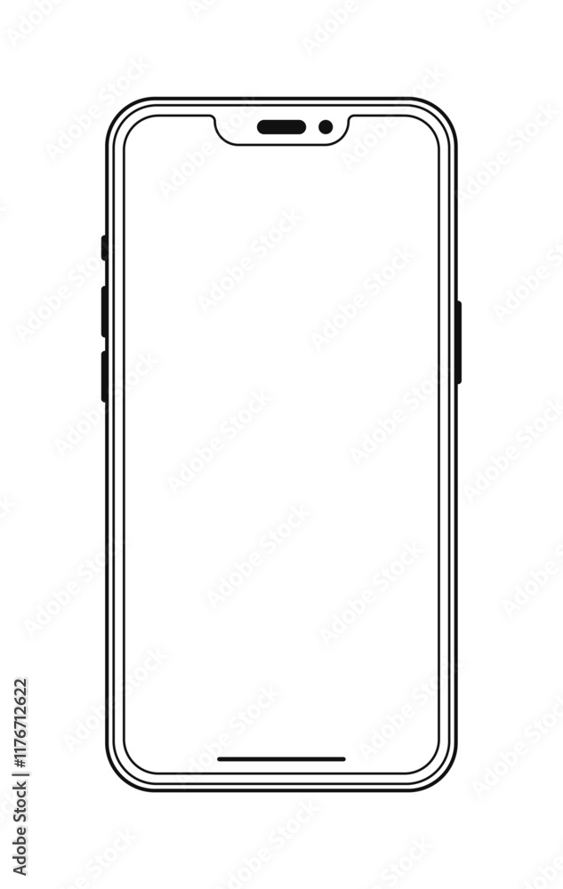 Poster smartphone mockup with a simple modern outline design, minimal and sleek, perfect for showcasing app